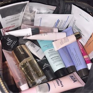 Primer, face primer, glowy skin, Assorted name brands in a makeup bag!